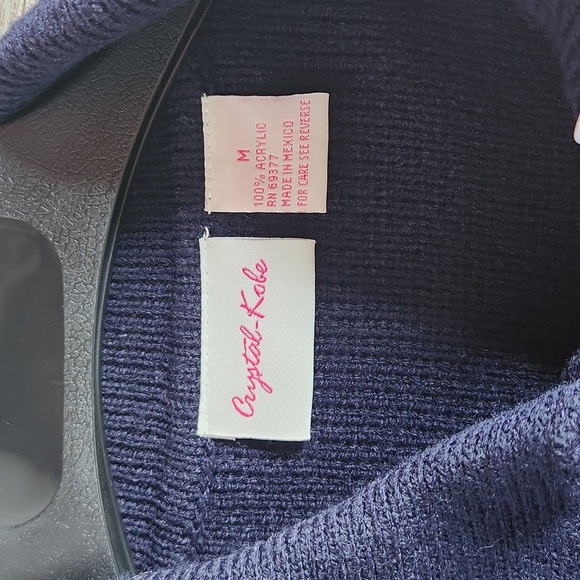 Embroidered Sweater Size Medium Leaves Acorn Blue Novelty Fallcore Grandmacore - Picture 7 of 8